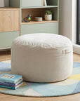 48" White Upholstered Bean Bag Chair