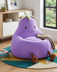 30" Purple Faux Fur Reclining Bean Bag Chair