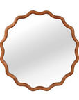 36" Golden Brown Solid Wood Scalloped Framed Accent Mirror