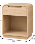 24" Natural Wood One Drawer Nightstand