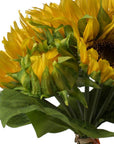 Set of Three 15" Yellow Artificial Sunflower Tree In Round Black Planter