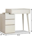 32" White Solid Wood Two Drawer Vanity Table