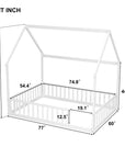 White Solid Wood Twin House Bed