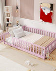 Pink Solid Wood Full Bed Frame