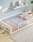 White Solid Wood Full Bed Frame