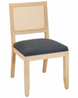 Set of Two Gray Fabric And Rattan Open Back Dining Side Chairs