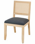 Set of Two Gray Fabric And Rattan Open Back Dining Side Chairs