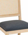 Set of Two Gray Fabric And Rattan Open Back Dining Side Chairs