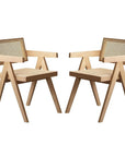 Set of Two Natural Solid Wood Dining Side Chairs