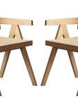 Set of Two Natural Solid Wood Dining Side Chairs