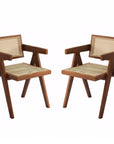 Set of Two Natural Solid Wood Dining Side Chairs