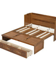 Walnut Solid Wood Queen Murphy Bed With USB With Cabinet Storage