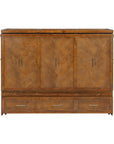 Walnut Solid Wood Queen Murphy Bed With USB With Cabinet Storage