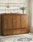Walnut Solid Wood Queen Murphy Bed With USB With Cabinet Storage