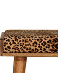 Leopard Velvet Tray Style Footstool