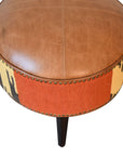 Durrie & Leather Mixed Footstool