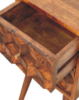 Mini Chestnut Cube 2 Drawer Nightstand