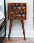 Mini Chestnut Cube 2 Drawer Nightstand