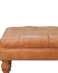 Buffalo Tan Leather Ottoman with Castor Legs