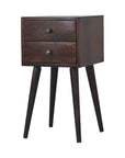 Mini 2 Drawer Walnut Nightstand