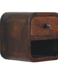 Extra Mini Curved Chestnut Bedside with Open Slot
