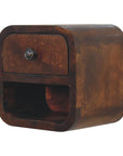 Extra Mini Curved Chestnut Bedside with Open Slot