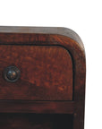 Extra Mini Curved Chestnut Bedside with Open Slot