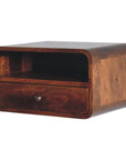 Large Chestnut Curve Upper Slot Floating Bedside