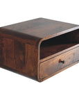 Large Chestnut Curve Upper Slot Floating Bedside