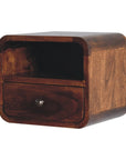 Extra Mini Wall Mounted Curved Chestnut Bedside with Open Slot