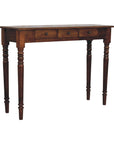 Turned Legs 3 Drawer Chestnut Console