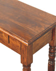 Turned Legs 3 Drawer Chestnut Console