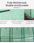 Aosom Long Tunnel 3 Door Metal and Plastic Portable Backyard Greenhouse in Green, image 5