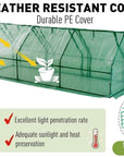 Aosom Long Tunnel 3 Door Metal and Plastic Portable Backyard Greenhouse in Green, image 8