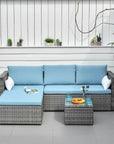 Aosom 3 Piece Modern Outdoor Patio Hand Woven Rattan Wicker Sectional Sofa with Coffee Table, image 1