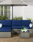 Aosom 3 Piece Modern Outdoor Patio Hand Woven Rattan Wicker Sectional Sofa with Coffee Table, image 21