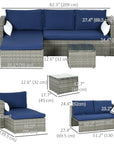 Aosom 3 Piece Modern Outdoor Patio Hand Woven Rattan Wicker Sectional Sofa with Coffee Table, image 25