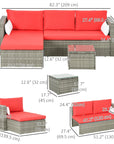 Aosom 3 Piece Modern Outdoor Patio Hand Woven Rattan Wicker Sectional Sofa with Coffee Table, image 32