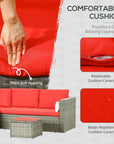 Aosom 3 Piece Modern Outdoor Patio Hand Woven Rattan Wicker Sectional Sofa with Coffee Table, image 37