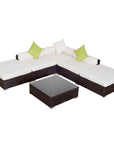 Aosom 6 Piece Outdoor Patio Wicker Rattan Modular Sectional Sofa with Coffee Table in Brown, image 4
