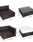 Aosom 6 Piece Outdoor Patio Wicker Rattan Modular Sectional Sofa with Coffee Table in Brown, image 3
