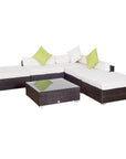Aosom 6 Piece Outdoor Patio Wicker Rattan Modular Sectional Sofa with Coffee Table in Brown, image 2
