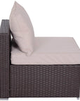 Aosom 6 Piece Outdoor Patio Wicker Rattan Modular Sectional Sofa with Coffee Table in Khaki, image 10