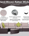 Aosom 6 Piece Outdoor Patio Wicker Rattan Modular Sectional Sofa with Coffee Table in Khaki, image 6