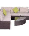 Aosom 6 Piece Outdoor Patio Wicker Rattan Modular Sectional Sofa with Coffee Table in Khaki, image 9