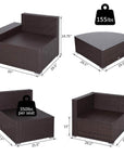 Aosom 6 Piece Outdoor Patio Wicker Rattan Modular Sectional Sofa with Coffee Table in Khaki, image 3