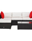 Aosom 5 Piece Outdoor Patio Rattan Wicker Modular Sectional Sofa Set with Coffee Table, image 3