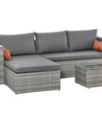 Aosom 3 Piece Modern Outdoor Patio Hand Woven Rattan Wicker Sectional Sofa with Coffee Table, image 12
