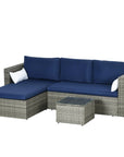 Aosom 3 Piece Modern Outdoor Patio Hand Woven Rattan Wicker Sectional Sofa with Coffee Table, image 23