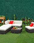Aosom 6 Piece All Weather Deluxe Outdoor Patio Rattan Wicker Sectional Sofa Set in Cream White, image 2